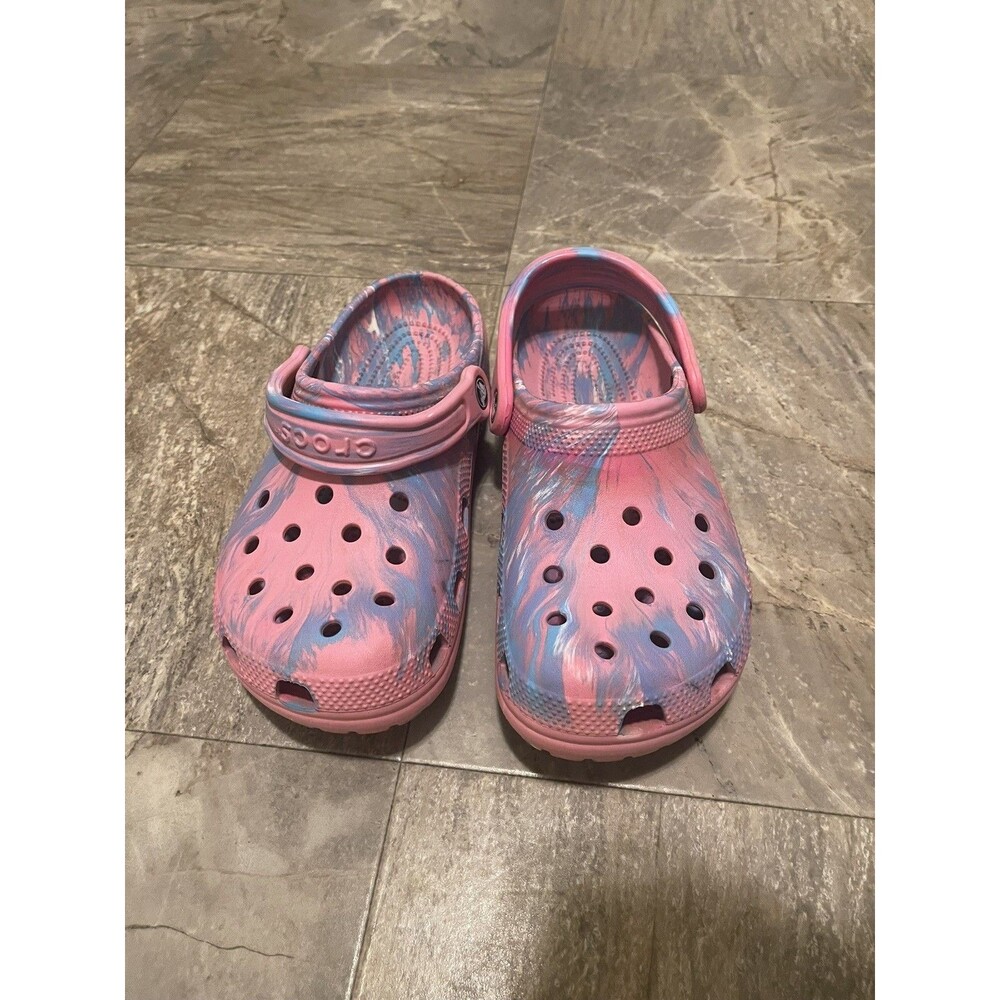 Crocs Clog Junior 5 women 7 Pink Purple Marbled